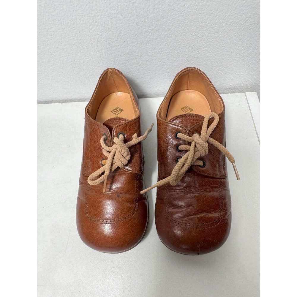 Vintage Brown Leather Baby Shoes Lace Up Antique ToddlerBaby Made In Italy Sz 24